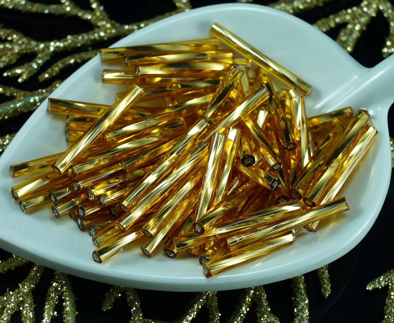 80pcs x 20mm Extra Long Twisted Round Czech Glass Bugle Beads PRECIOSA