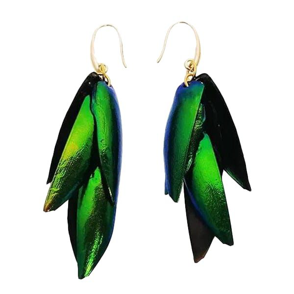 50pcs Metallic Green Blue Natural Real Jewel Beetle Insect Wings Elytra Stern...