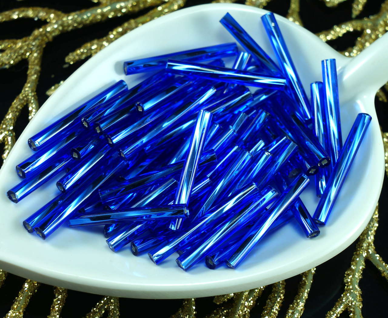 80pcs x 20mm Extra Long Twisted Round Czech Glass Bugle Beads PRECIOSA