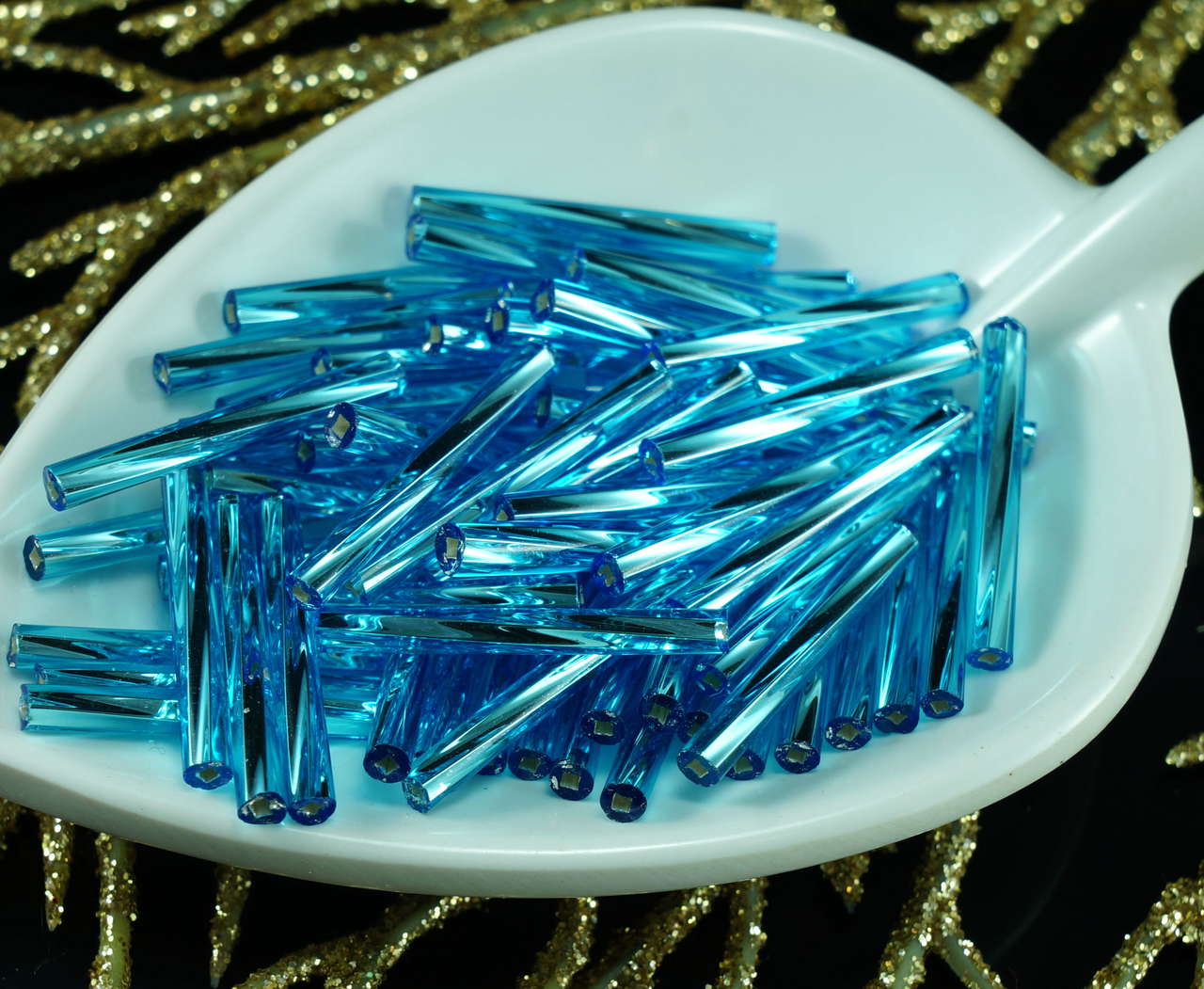 80pcs x 20mm Extra Long Twisted Round Czech Glass Bugle Beads PRECIOSA