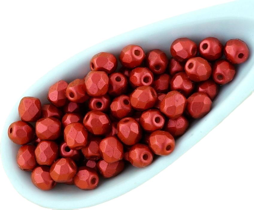 Fine Trade Czech Red Oval Faceted fire Polished Glass Beads 