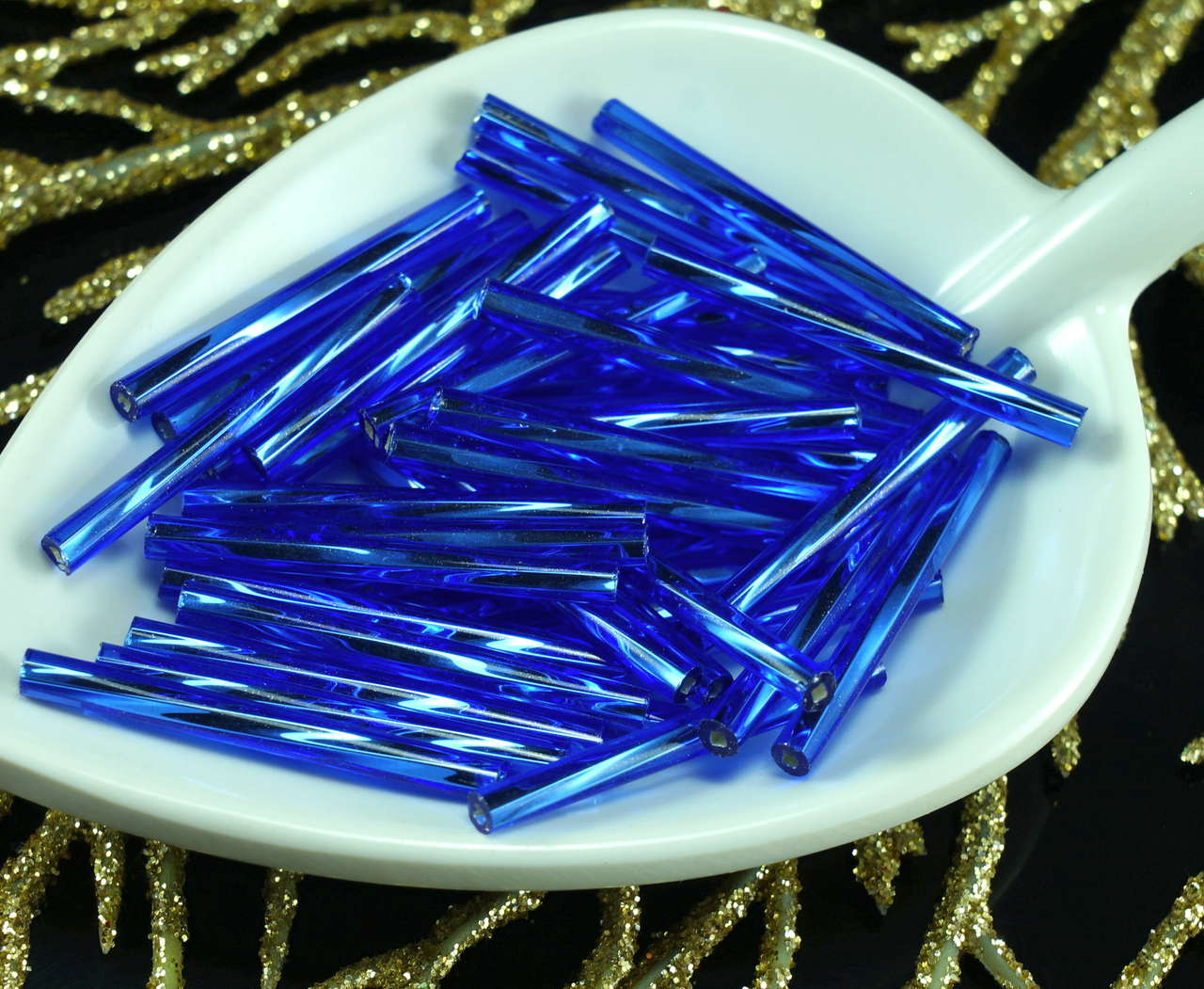 64pcs x 25mm Extra Long Twisted Round Czech Glass Bugle Beads PRECIOSA 